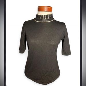 D. exterior black merino wool turtleneck top - Made in Italy‎